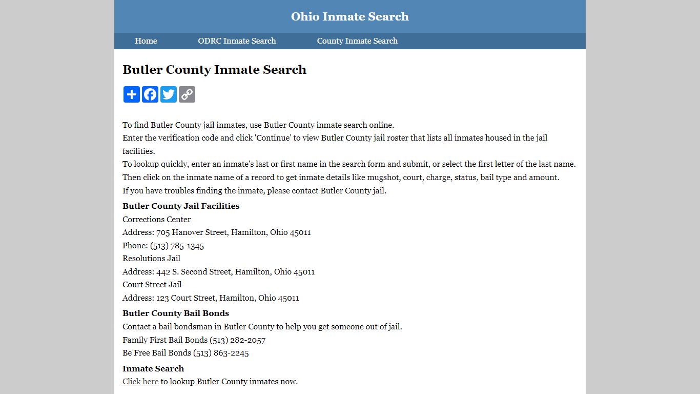 Butler County Inmate Search